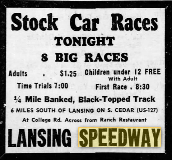 Spartan Speedway (Corrigan Oil Speedway) - Sep 27 1958 Ad (newer photo)